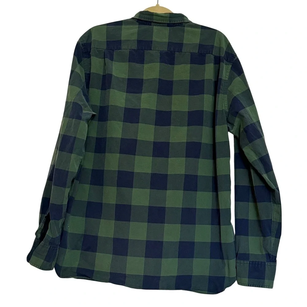J.Crew Buffalo Check Button Down Shirt XL Green Blue Plaid‎